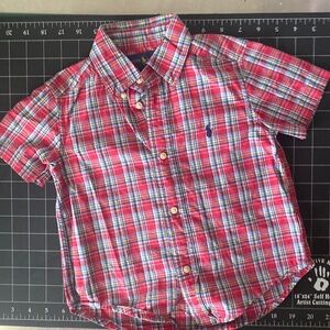 Ralph Lauren Red Plaid Button Up Shirt Boys sz 3T